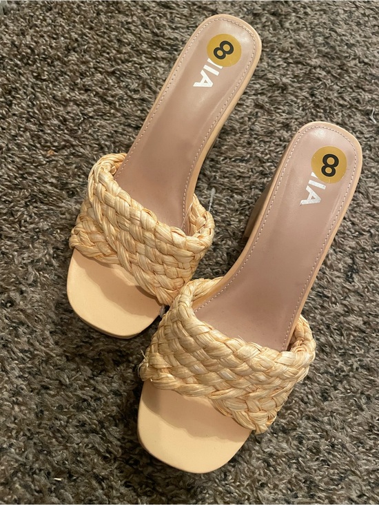 MIA Shoes - MIA Braided Slide Sandals in Natural Beige